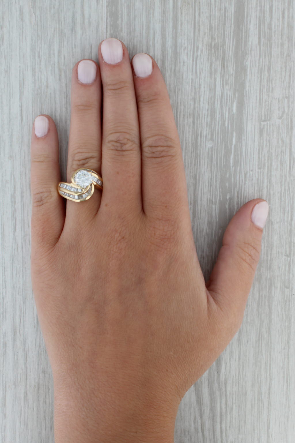 Rosy Brown 2.82ctw Diamond Engagement Ring 18k Gold Size 8.5 Bypass Round GIA