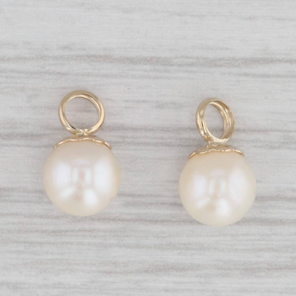 Gray Cultured Pearl Earring Enhancer Charms 14k Yellow Gold