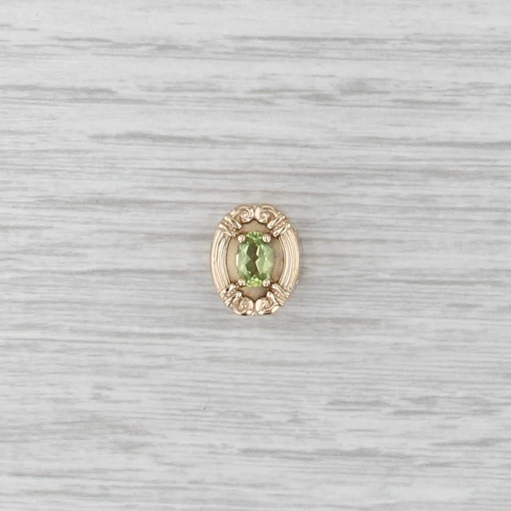 Vintage Peridot Solitaire Slide Bracelet Charm 14k Yellow Gold