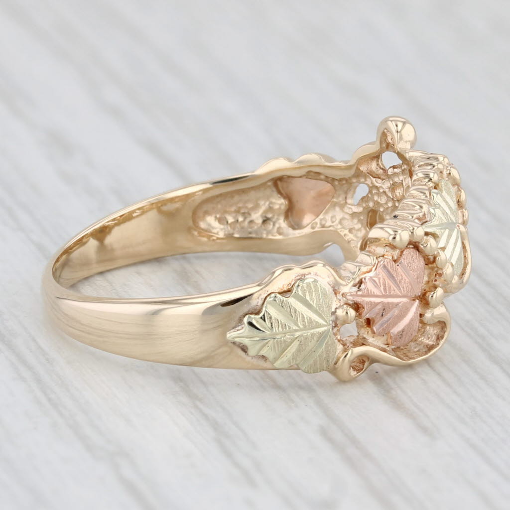 Light Gray Coleman Co Black Hills Gold Floral Leaf Ring 10k Rose Green Yellow Gold Sz 9.25