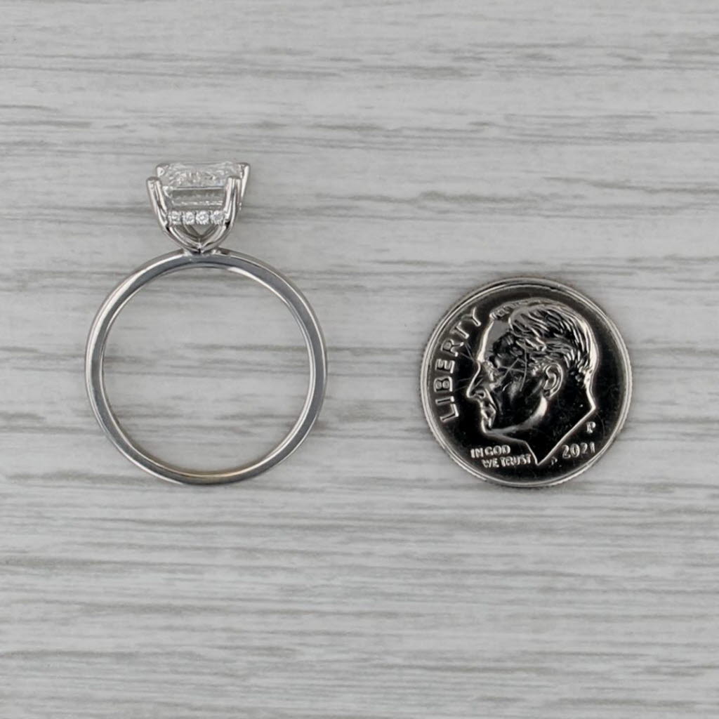 New IGI 3.16ctw Emerald Cut Lab Grown Diamond Engagement Ring 14k White Gold