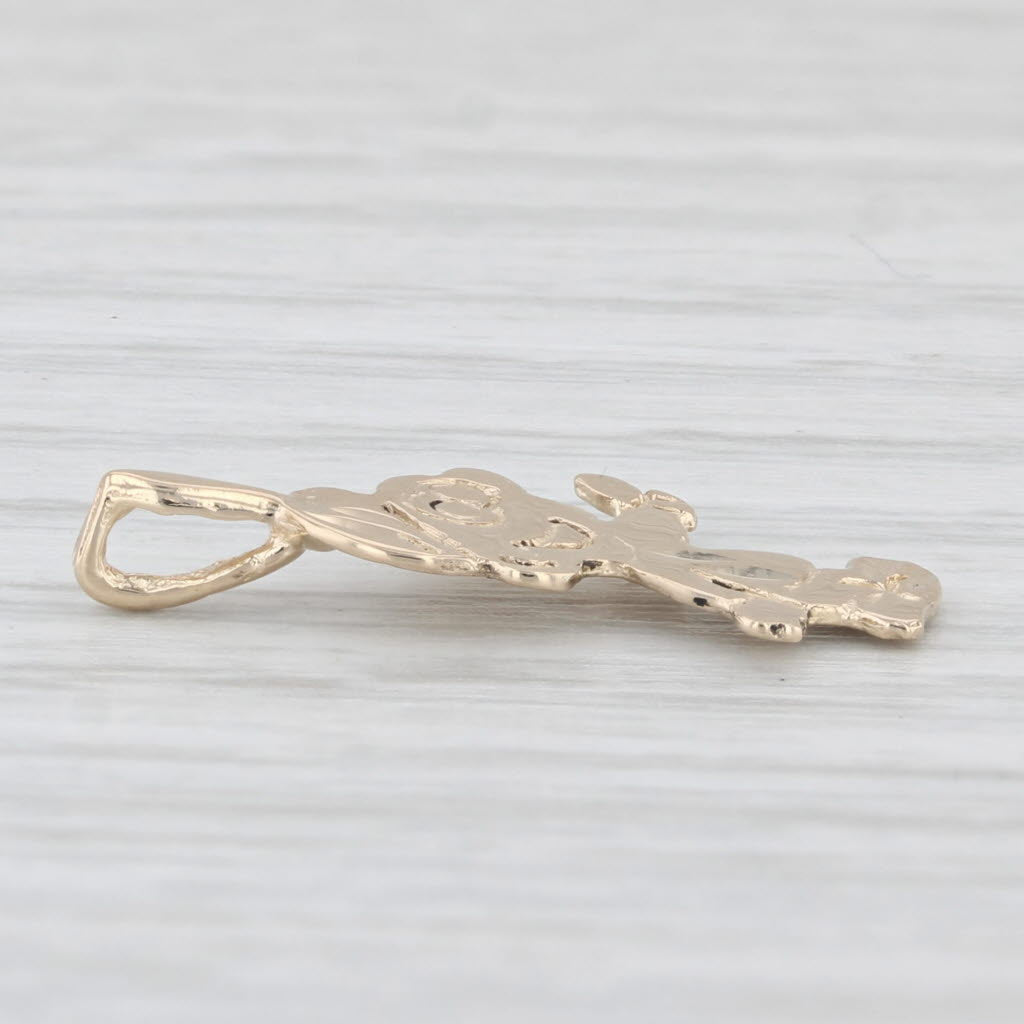 Light Gray Smurf Pendant 14k Yellow Gold Cartoon Keepsake Charm