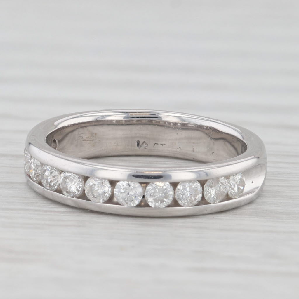 Light Gray 0.40ctw Diamond Wedding Band 14k White Gold Size 4-4.25 Stackable