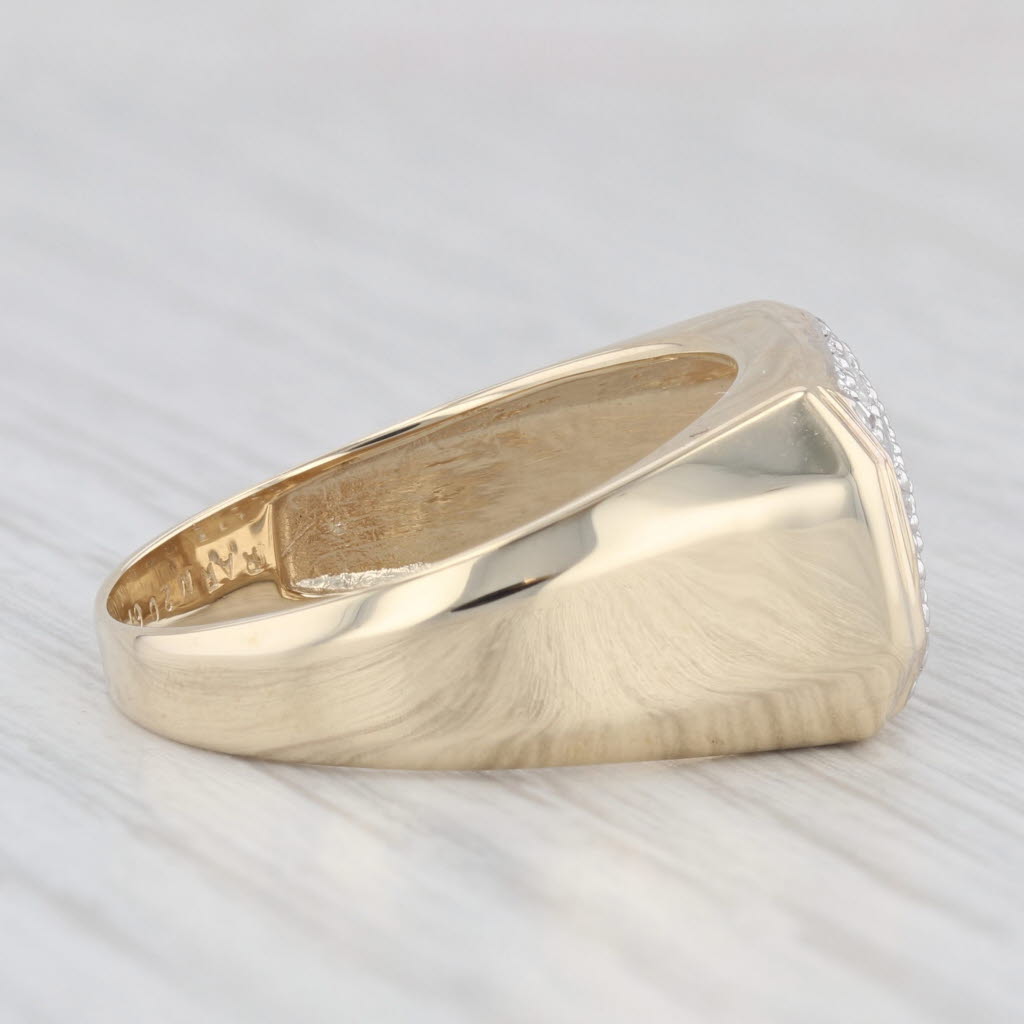Light Gray 0.20ctw Diamond Men's Ring 10k Yellow Gold Size 10.25