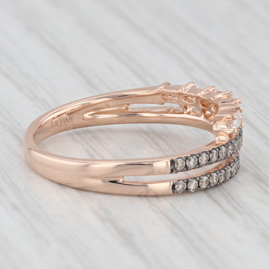 Light Gray Le Vian 0.45ctw Diamond Bypass Ring 14k Rose Gold Sz 7.5 Champagne White