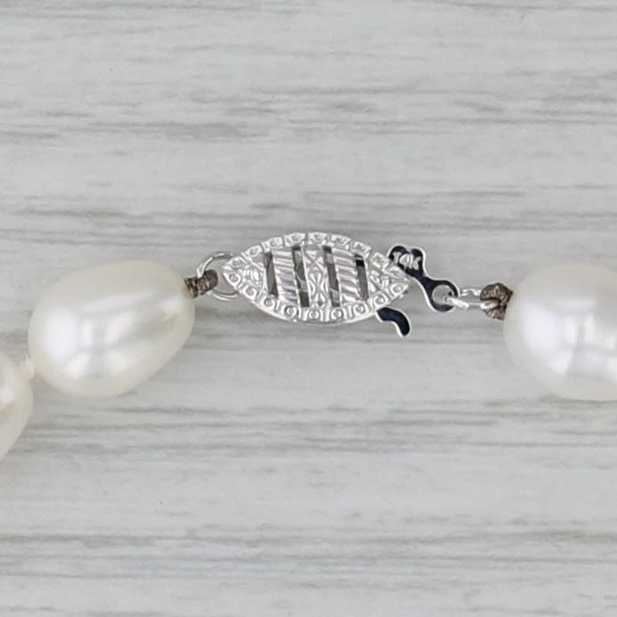 Cultured Pear Pearls Single Strand Bracelet 14k Gold 7"