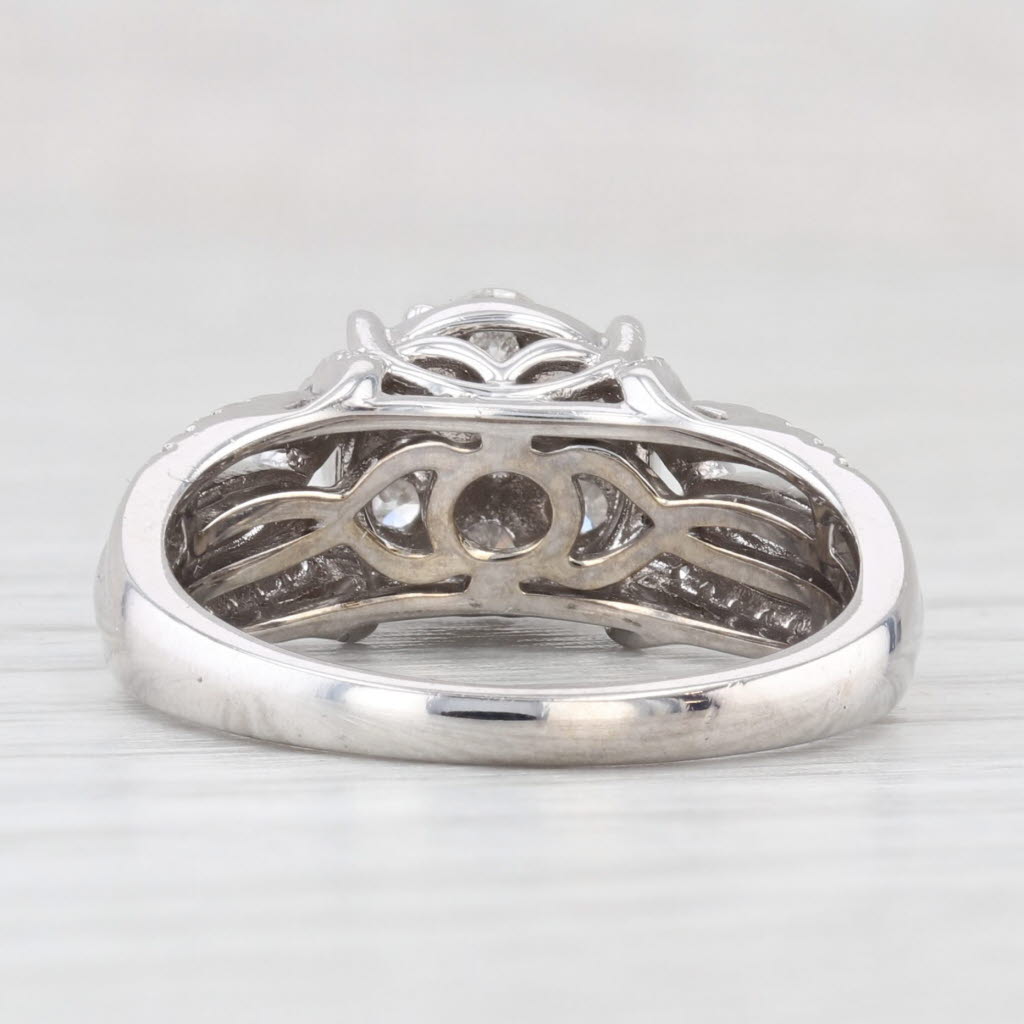 Light Gray 0.94ctw Diamond Cluster Engagement Ring 10k White Gold Size 6.75