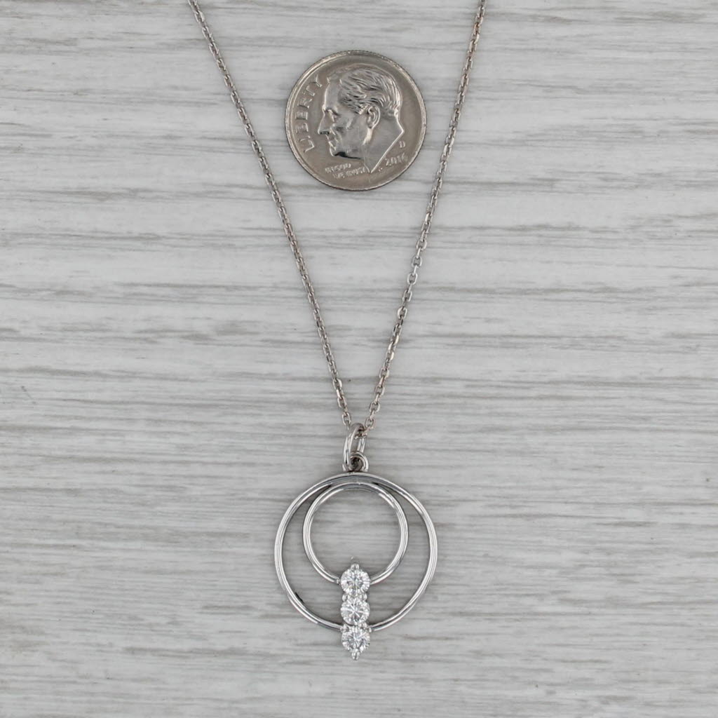 0.49ctw Diamond Circles Pendant Necklace 14k White Gold 18" Cable Chain