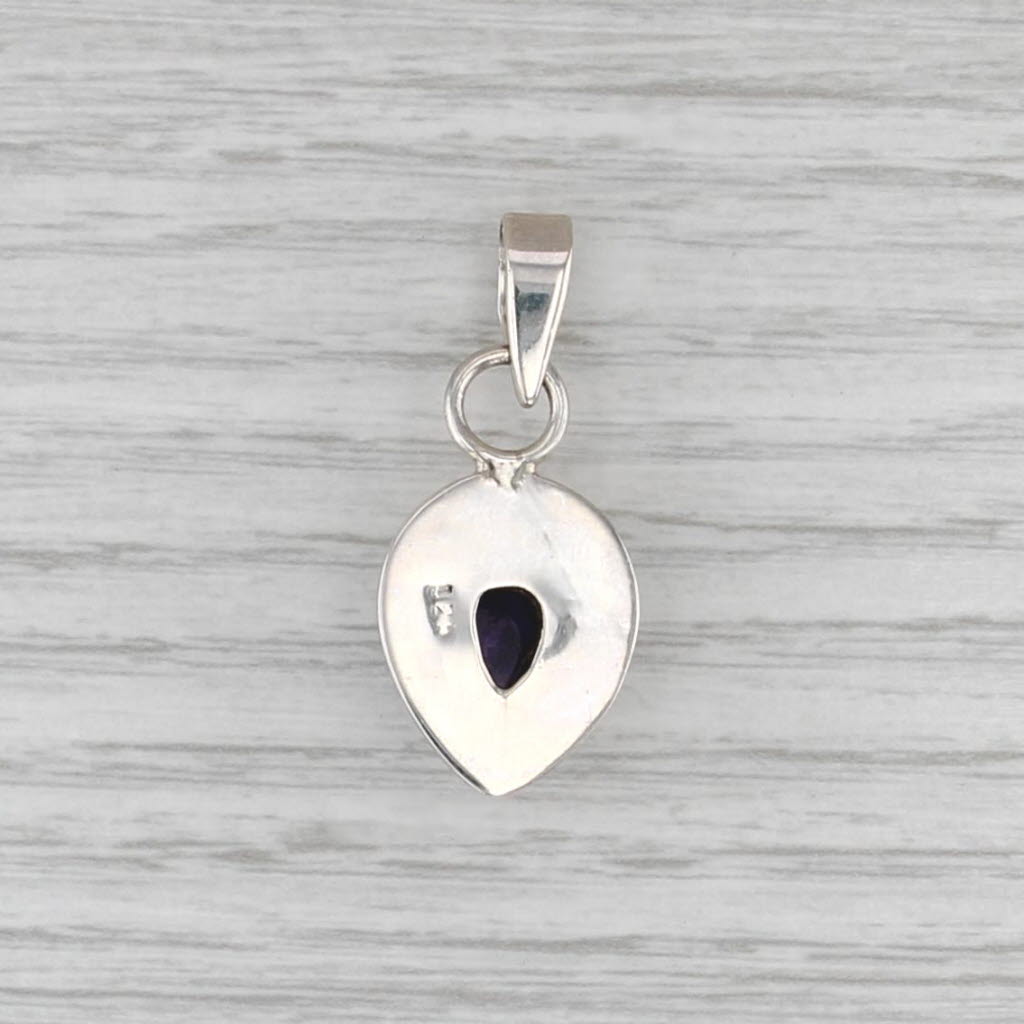 New Amethyst Teardrop Pendant Sterling Silver 925 Pear Solitaire
