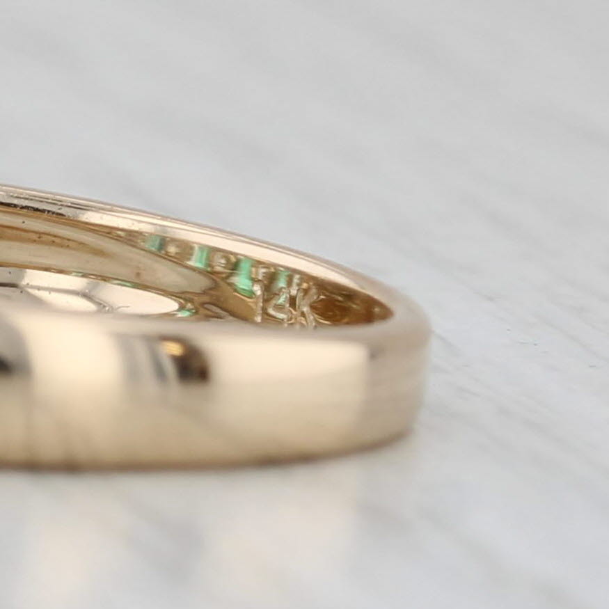 Light Gray 0.55ctw Diamond Emerald Wedding Band 14k Gold Size 6.5 Anniversary Stackable