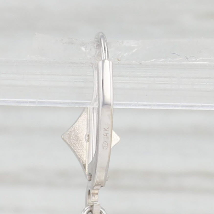 Light Gray Cultured Pearl Diamond Dangle Earrings 14k White Gold Drops