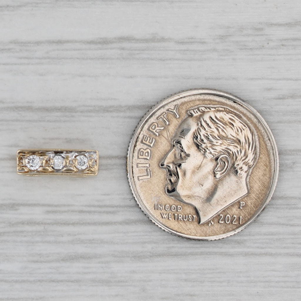 Gray Ardian Diamond Slide Bracelet Charm Spacer 10k Yellow Gold Vintage