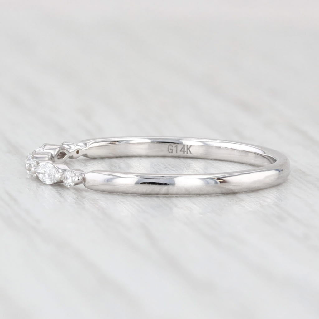 Light Gray New 0.13ctw Diamond Wedding Band 14k White Gold Stackable Ring Size 6.5