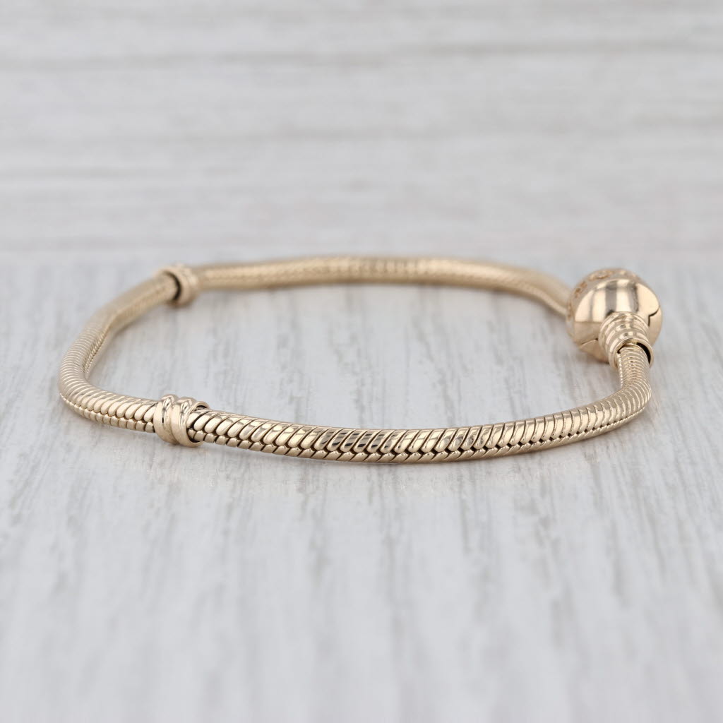 Pandora Moments Gold Clasp Charm Bracelet 550702 14k Yellow Gold 8.25" 21cm