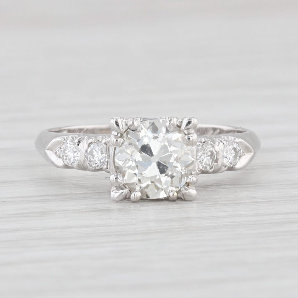 Light Gray Vintage 1.17ctw Diamond Engagement Ring Platinum Size 6 Old European Cut