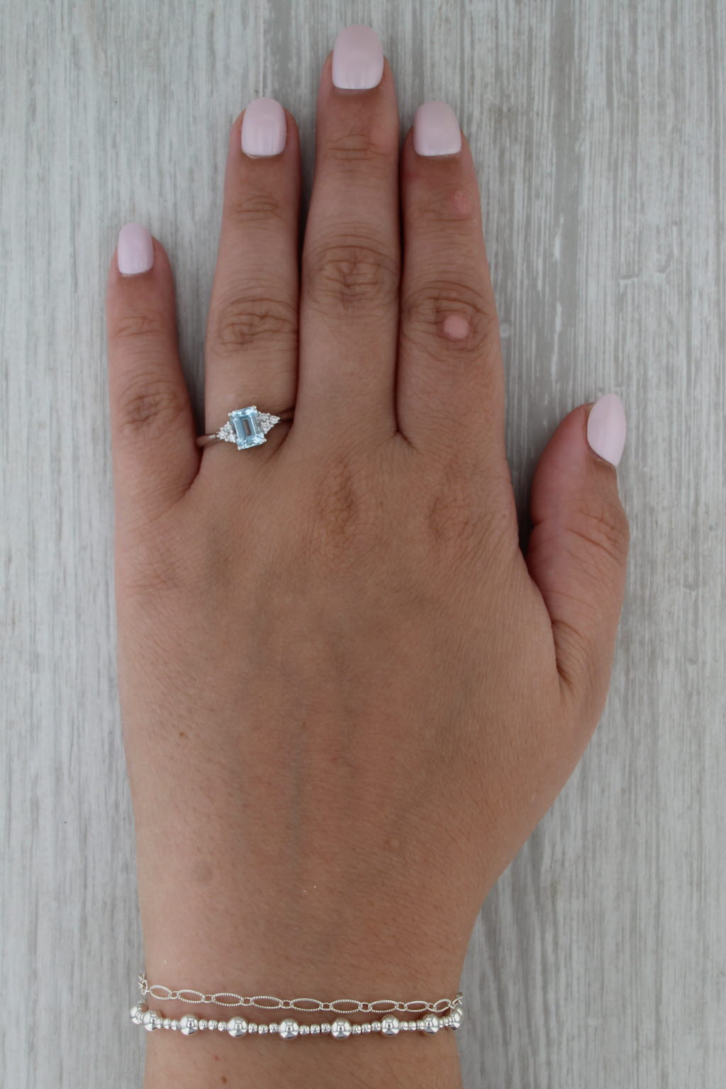 1.07ctw Aquamarine Diamond Engagement Ring 14k White Gold Size 9-9.25