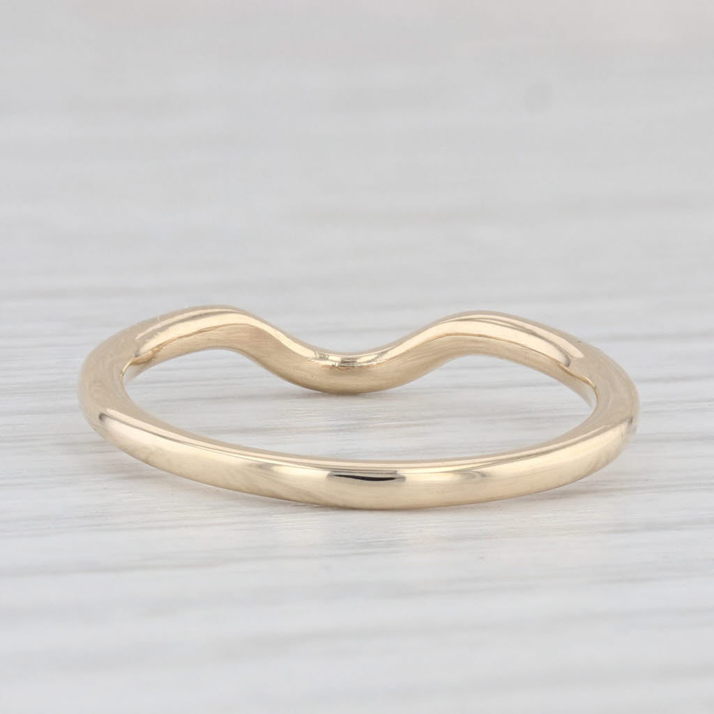 Light Gray Contoured Wedding Band 14k Yellow Gold Size 7 Stackable Wedding Ring
