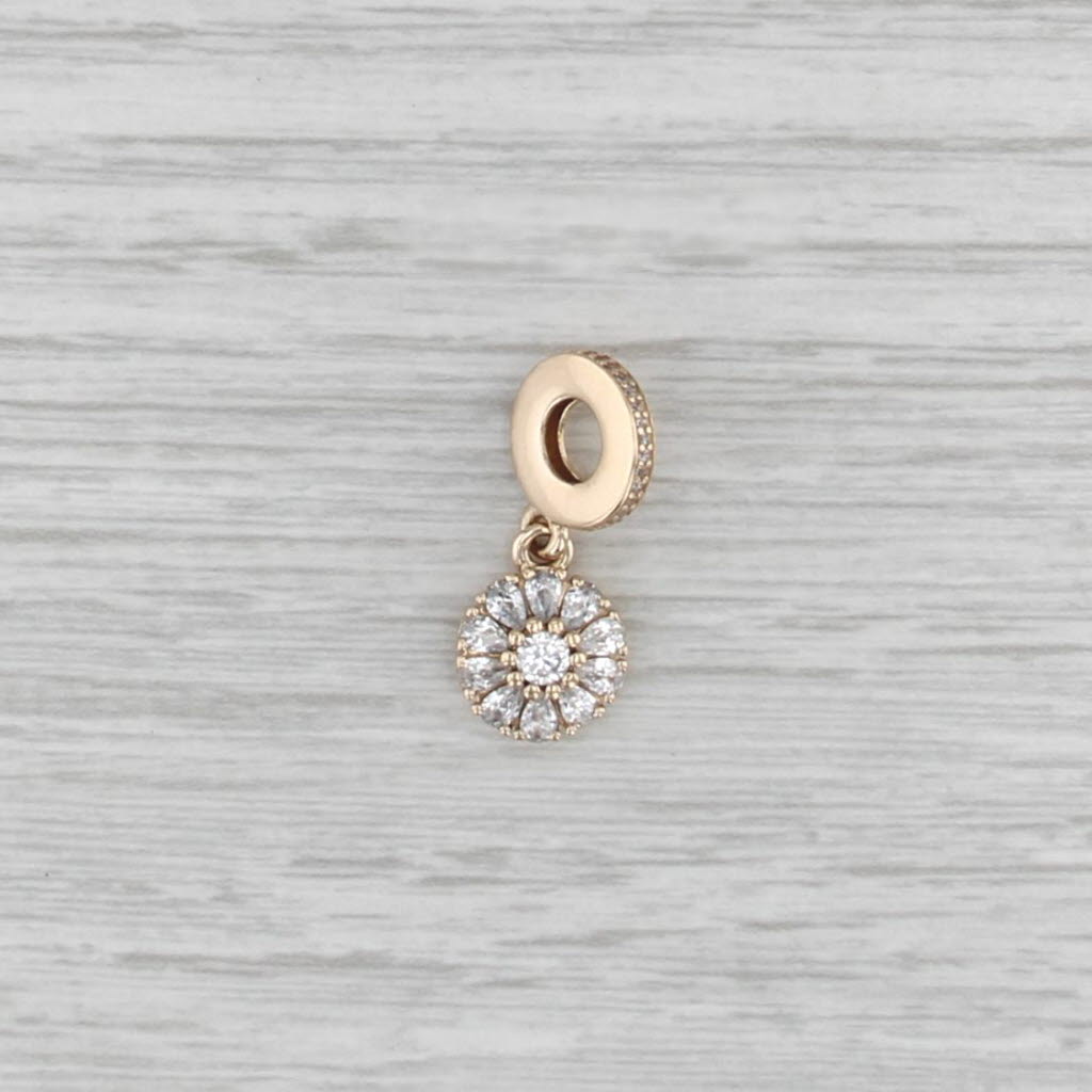 Authentic Pandora Embelished Floral Dangle 751002CZ 14k Gold Clear CZ Drop