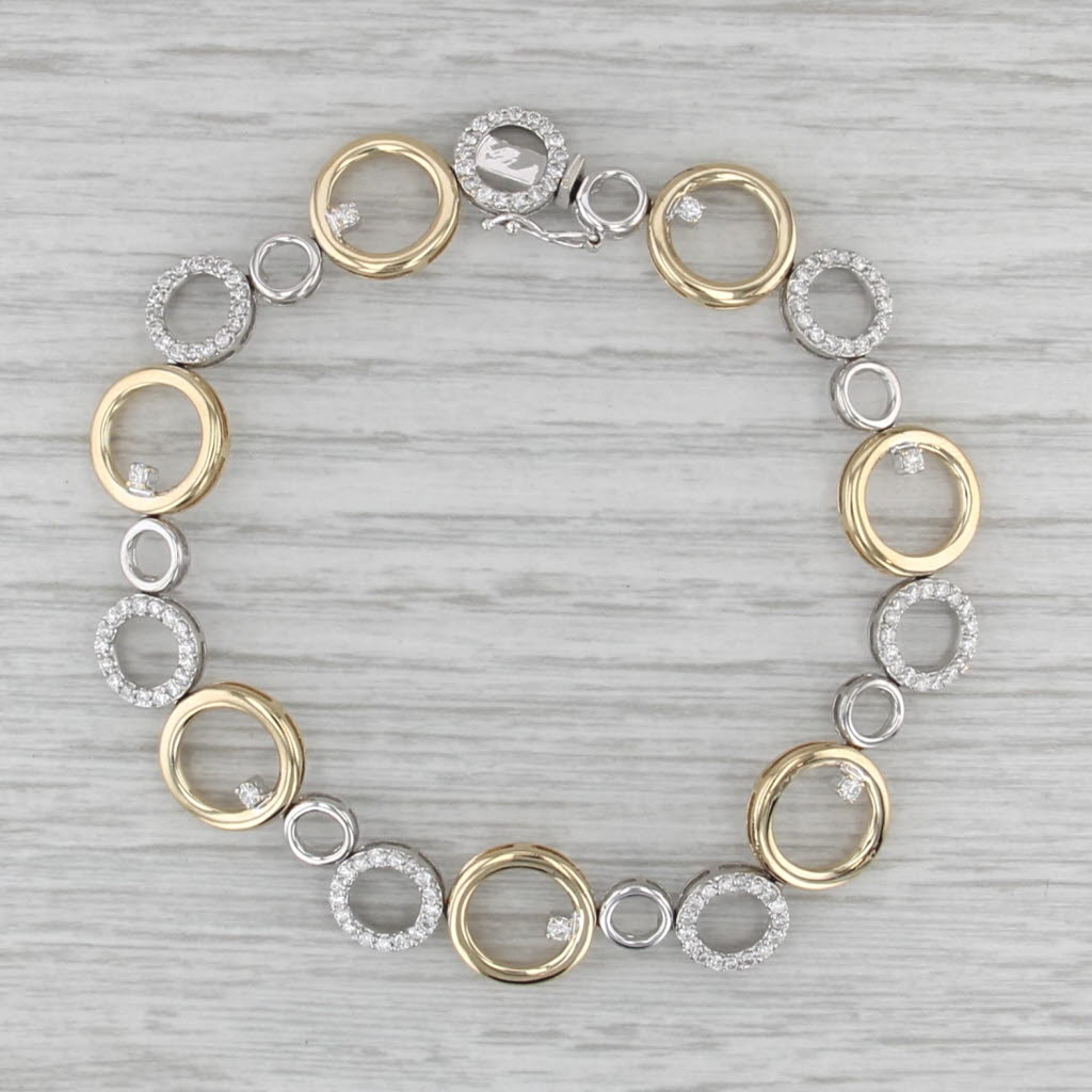 1.03ctw Diamond Circles Bracelet 14k White Yellow Gold 7"