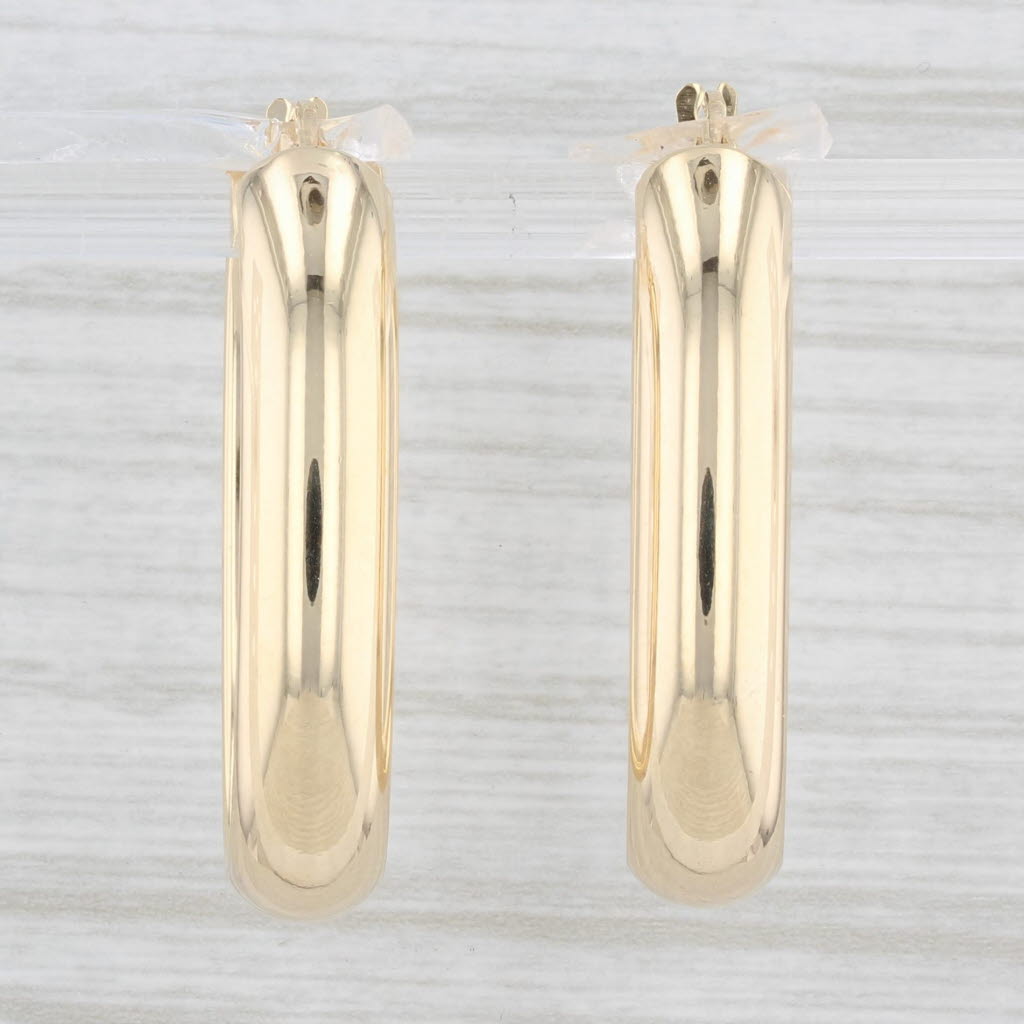 Light Gray New Oval Hoop Earrings 14k Yellow Gold Pierced Snap Top Hoops