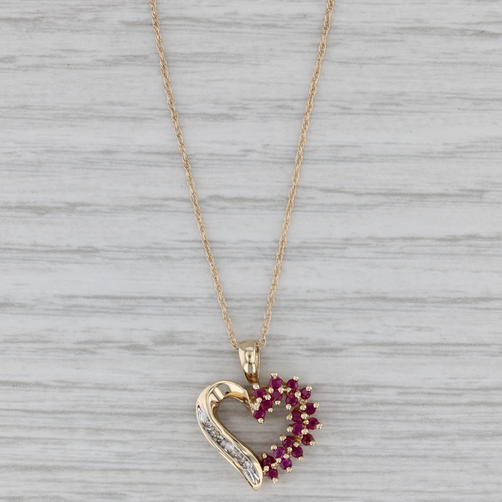 ♥️ 10k GENUINE Ruby Diamond Heart popular Necklace