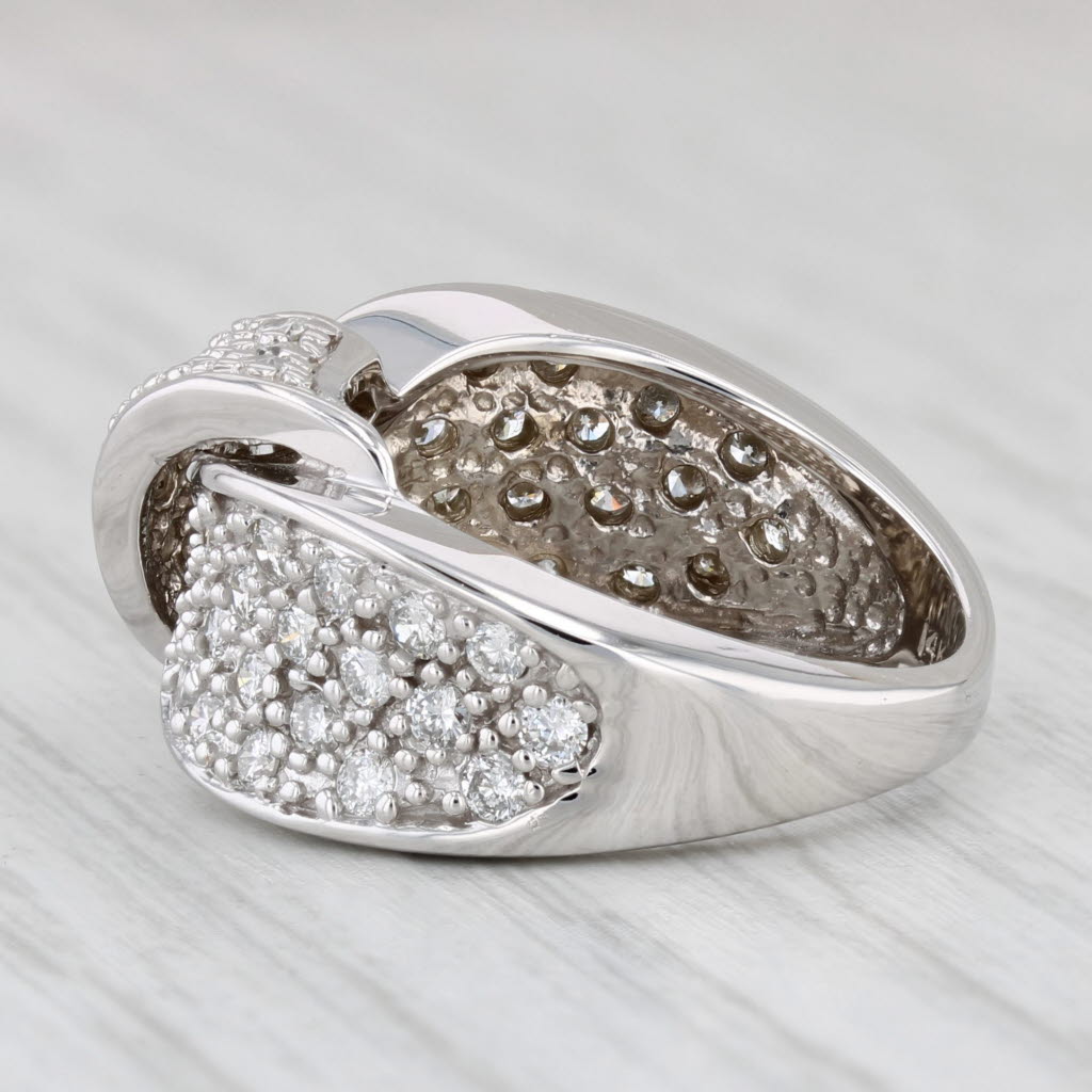 Light Gray 1.15ctw Diamond Crossover Ring 14k White Gold Size 6 Cocktail