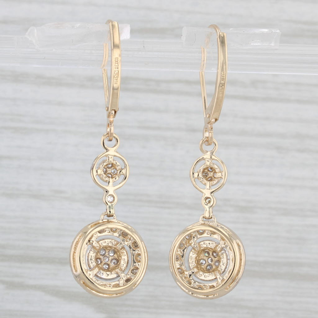 Light Gray 0.20ctw Diamond Circle Dangle Earrings 14k Gold Drops