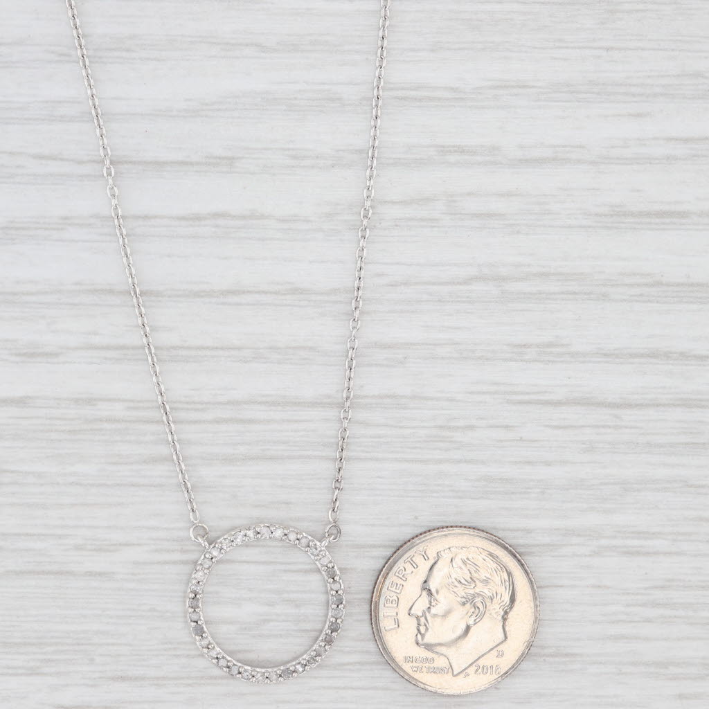 Light Gray 0.19ctw Diamond Eternity Circle Pendant Necklace Sterling Silver Cable Chain