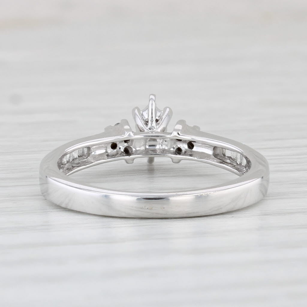 Light Gray 0.18ctw Marquise Diamond Engagement Ring 10k White Gold Size 7