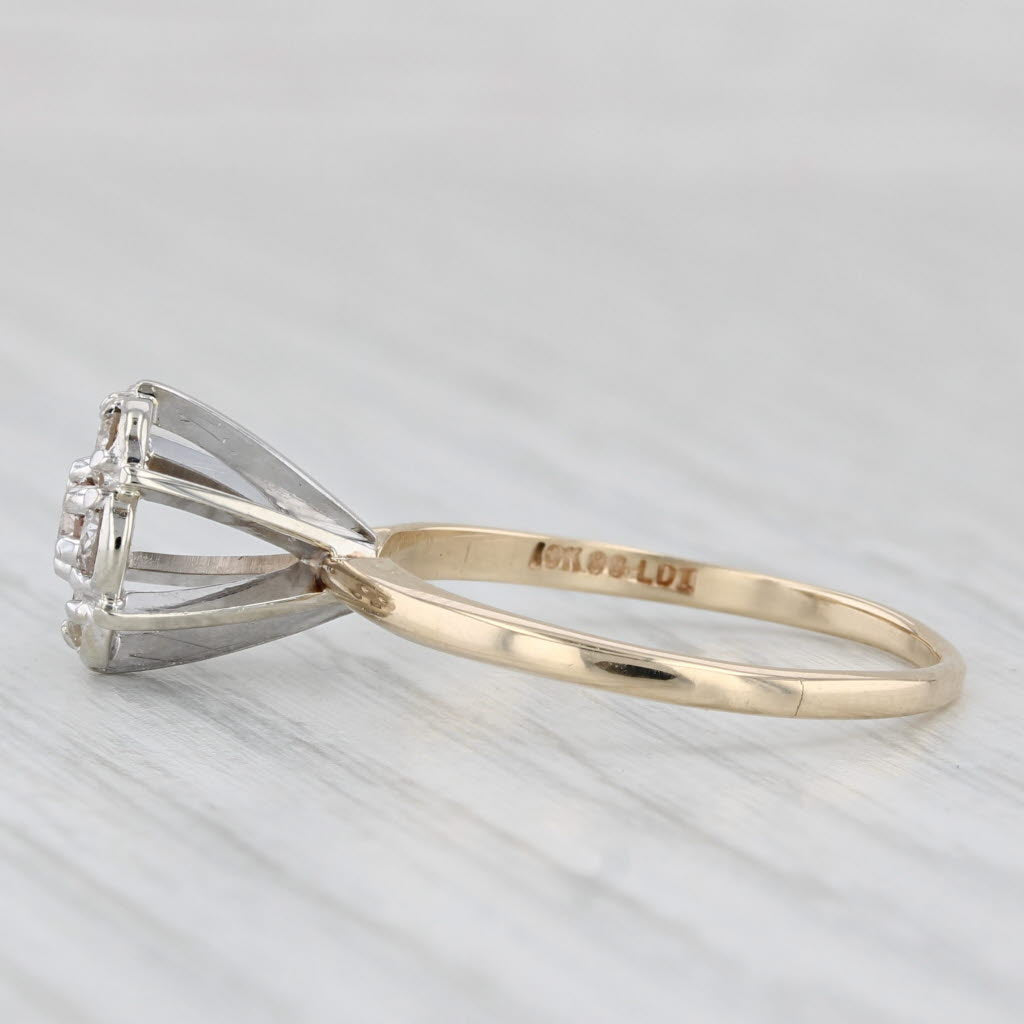 Light Gray 0.45ctw Diamond Cluster Engagement Ring 10k White Yellow Gold Size 8 Vintage