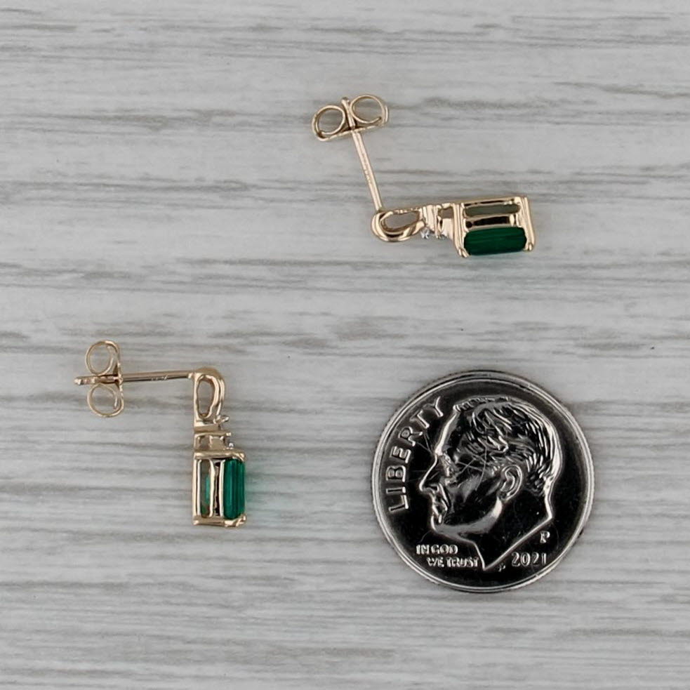 1.14ctw Lab Created Emerald Diamond Drop Earrings 14k Yellow Gold