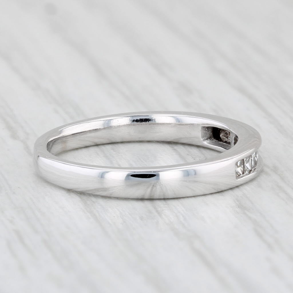 Light Gray 0.15ctw Diamond Wedding Band 14k White Gold Size 6 Stackable Ring