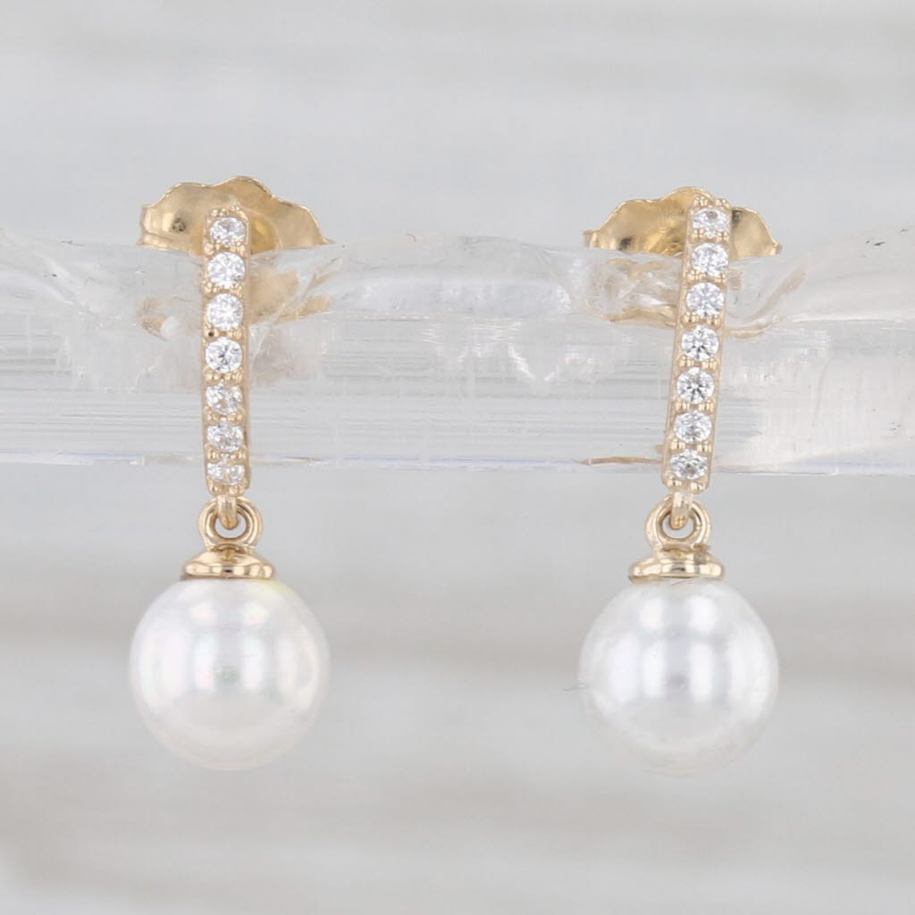 Cubic Zirconias Imitation Pear Dangle Earrings 14k Yellow Gold Drops