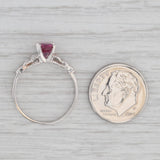 Vintage Round Ruby Diamond Ring 900 Platinum Size 7.5 Engagement