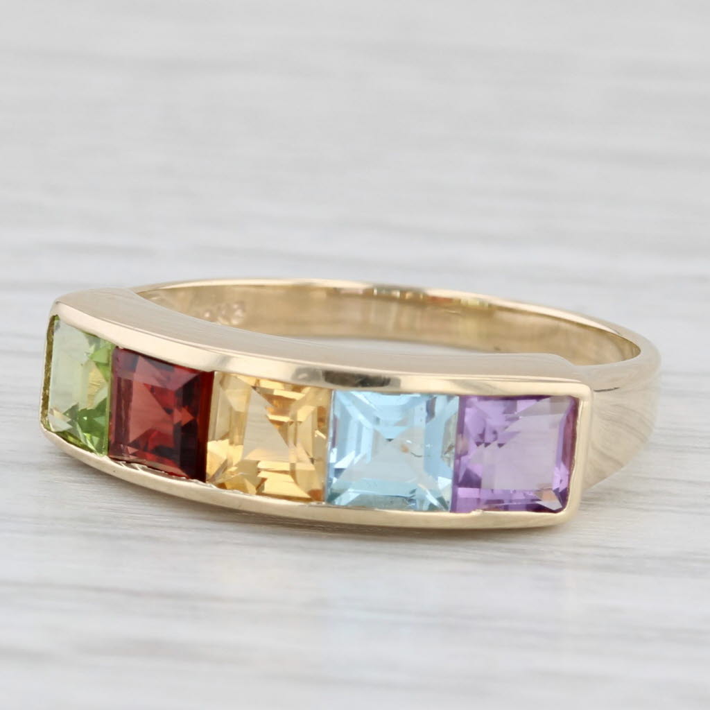 Light Gray 1.89ctw Gemstone Rainbow Ring 10k Yellow Gold Size 7.25 Stackable