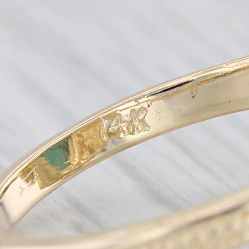 Light Gray Lab Created Turquoise Pearl Ring 14k Yellow Gold Size 7.5 Oval Cabochon