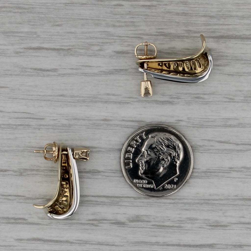0.38ctw Diamond Journey J-Hook Earrings 10k Yellow White Gold Drops