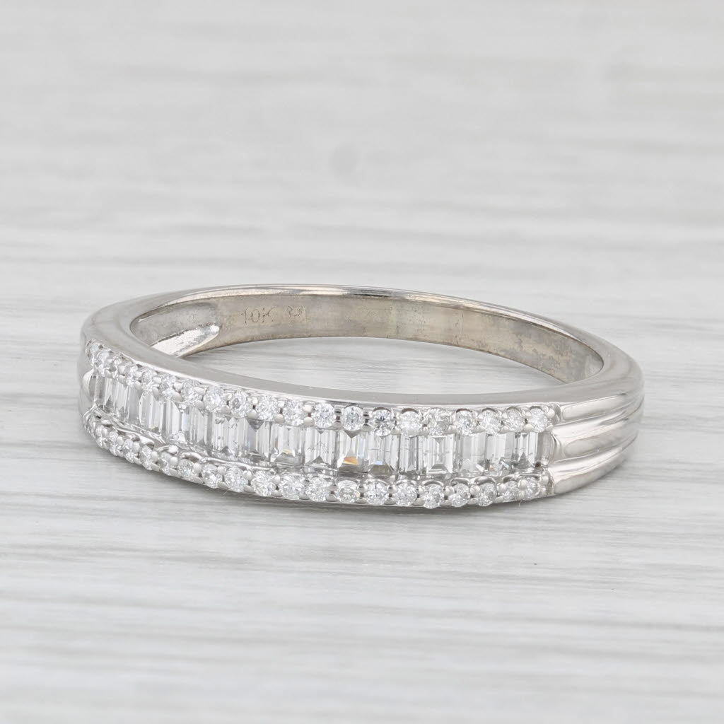 Light Gray 0.42ctw Diamond Wedding Band 10k White Gold Size 8.5 Stackable Anniversary Ring