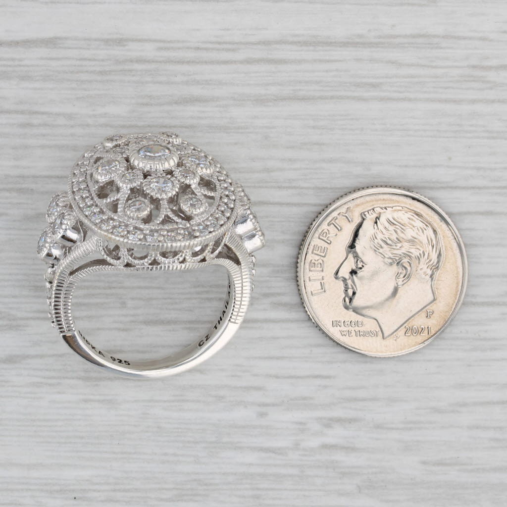 Gray 1.40ctw Cubic Zirconia Ring Sterling Silver Sz 6 Cocktail Cluster Judith Ripka