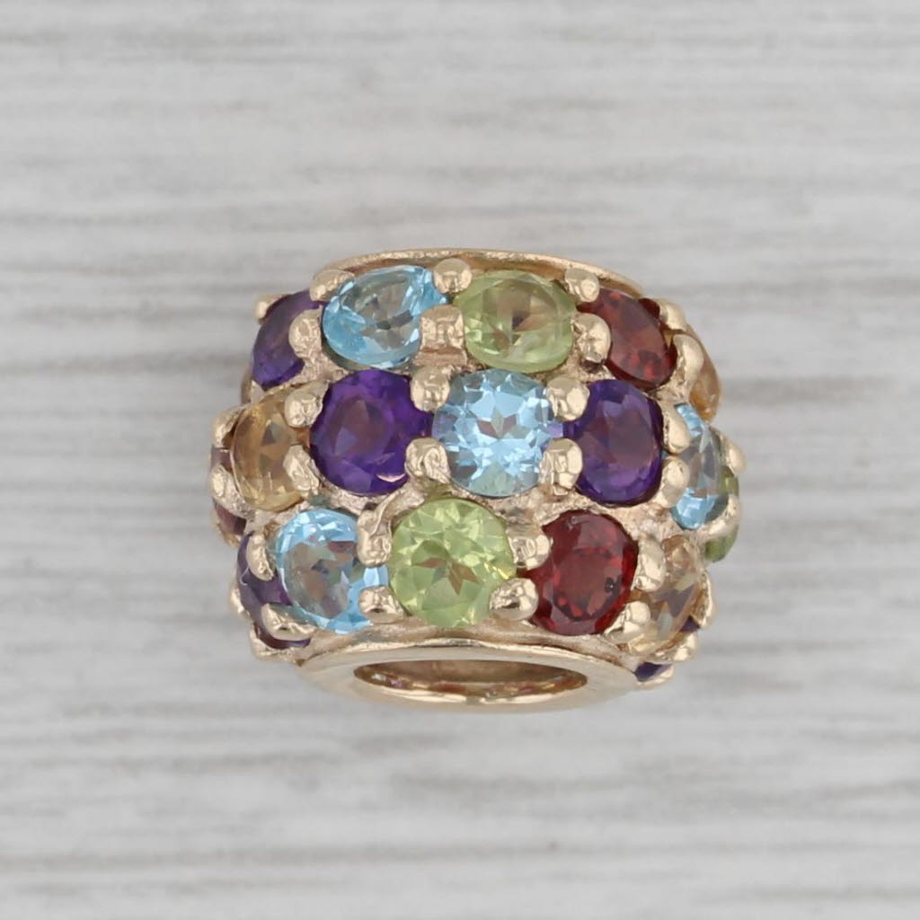 Gray Gemstone Slide Bead Pendant Charm 10k Yellow Gold Amethyst Topaz Citrine Garnet