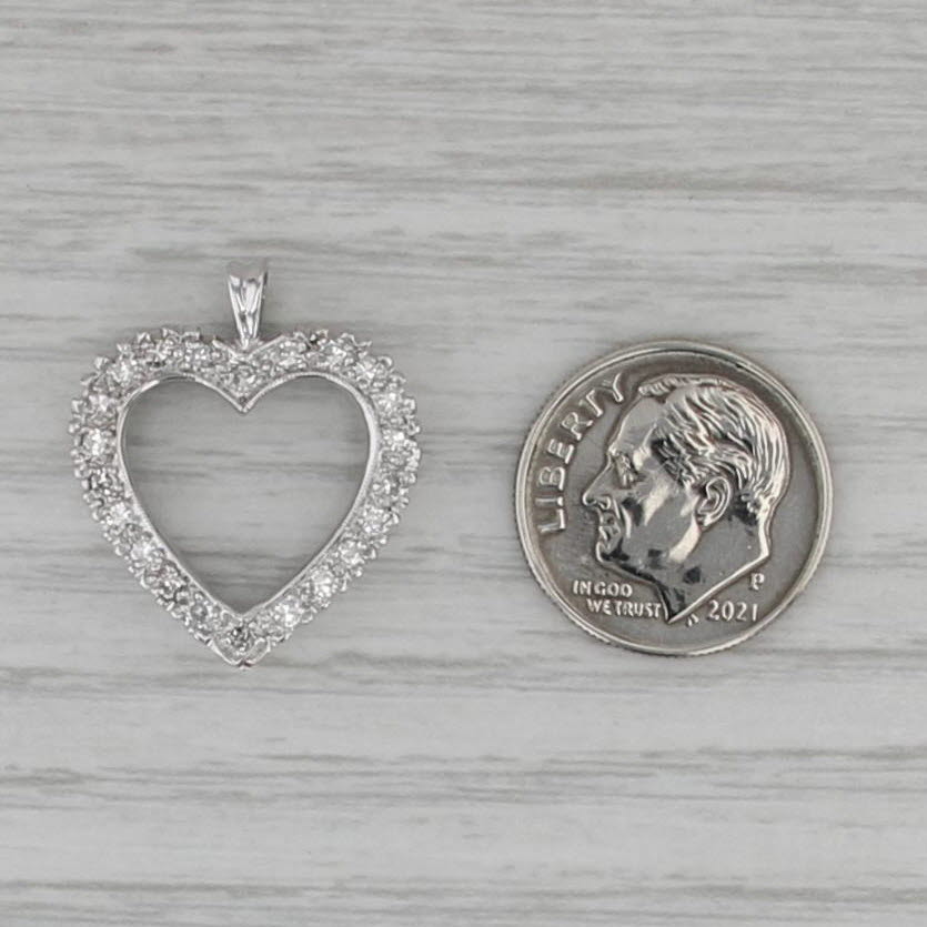 0.30ctw Diamond Open Heart Pendant 14k White Gold