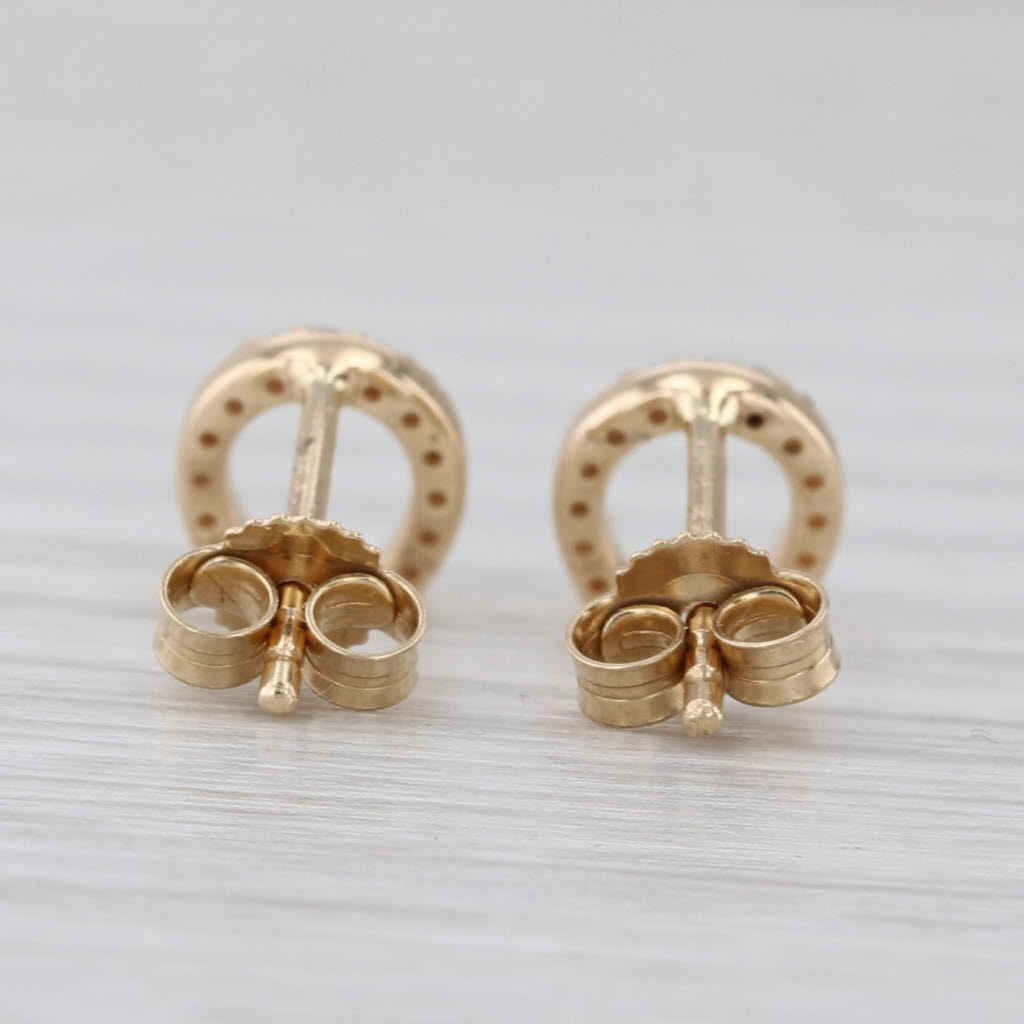 New 0.10ctw Diamond Horseshoe Stud Earrings 14k Yellow Gold Lucky Western Studs
