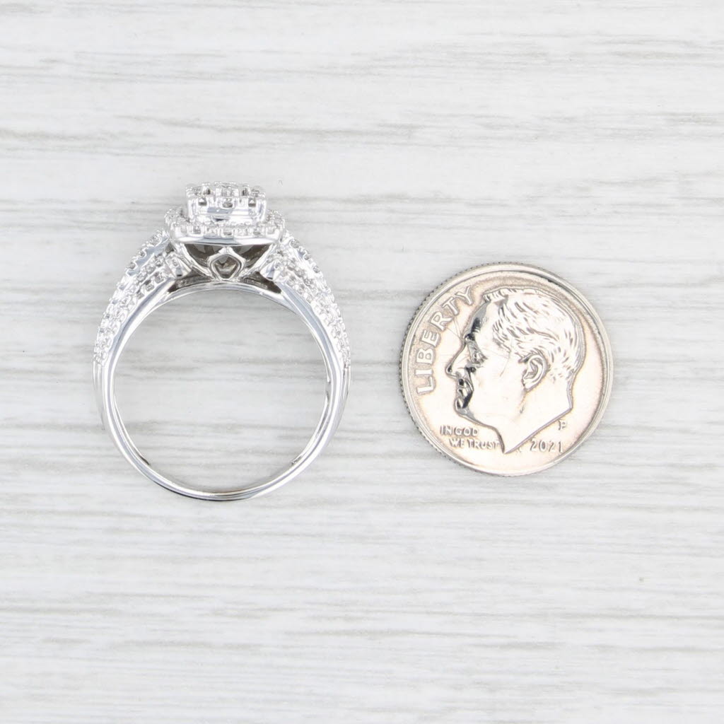 0.50ctw Diamond Cluster Halo Engagement Ring 10k White Gold Size 7.25