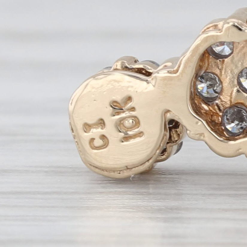 0.75ctw Graduated Diamond Flower Clusters Pendant 10k Yellow Gold