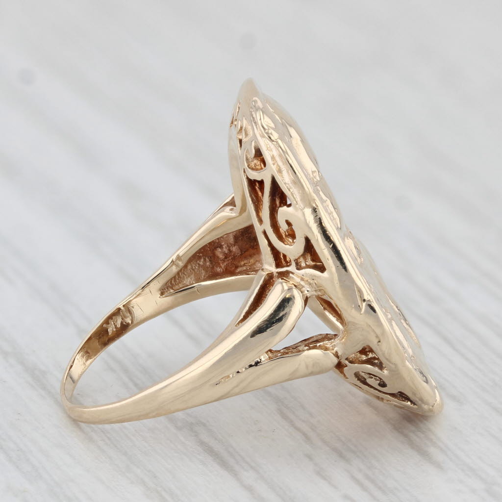 Light Gray Diamond Figural Cameo Style Ring 14k Yellow Gold Size 6 Statement
