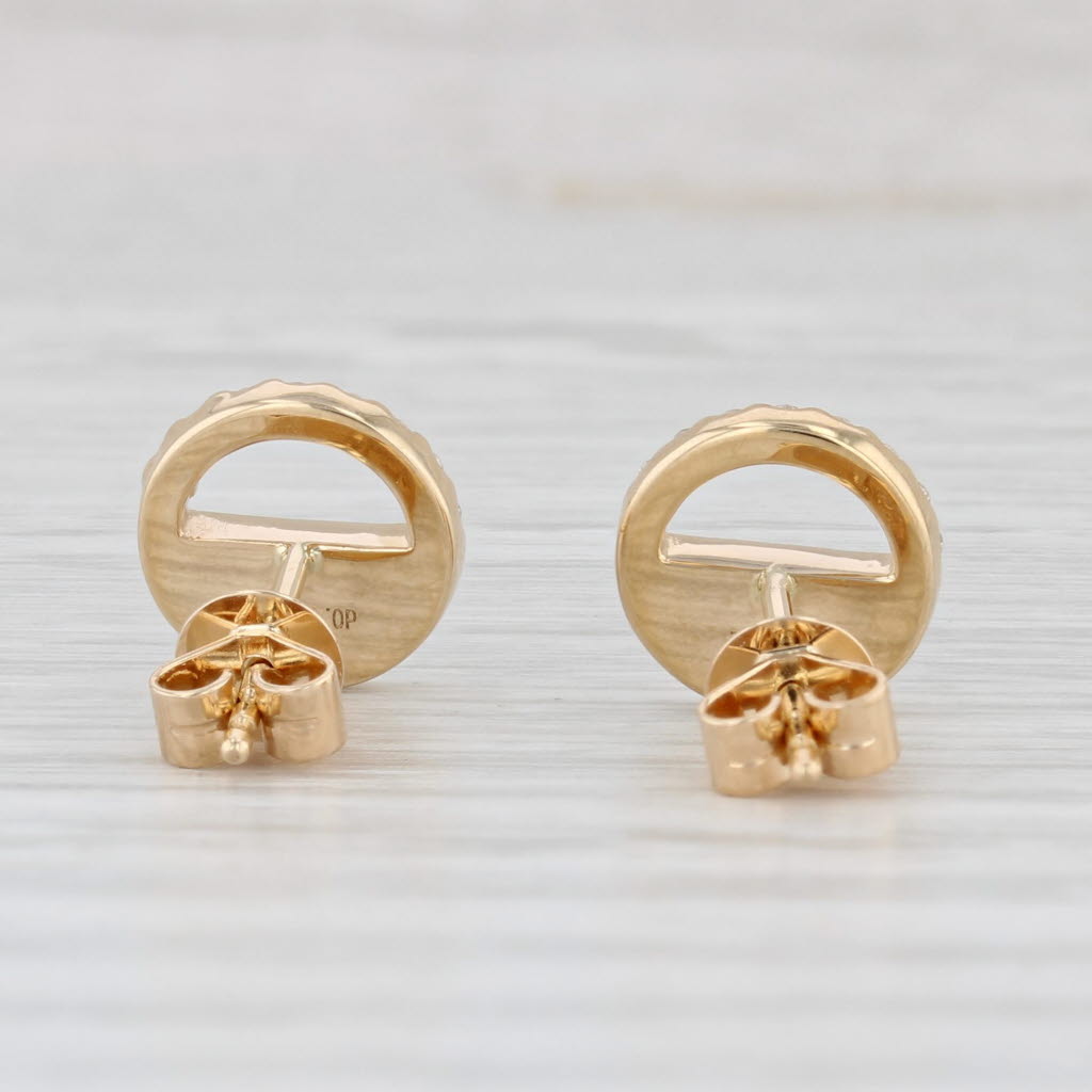 Light Gray New Small 0.12ctw Diamond Circle Stud Earrings 14k Yellow Gold