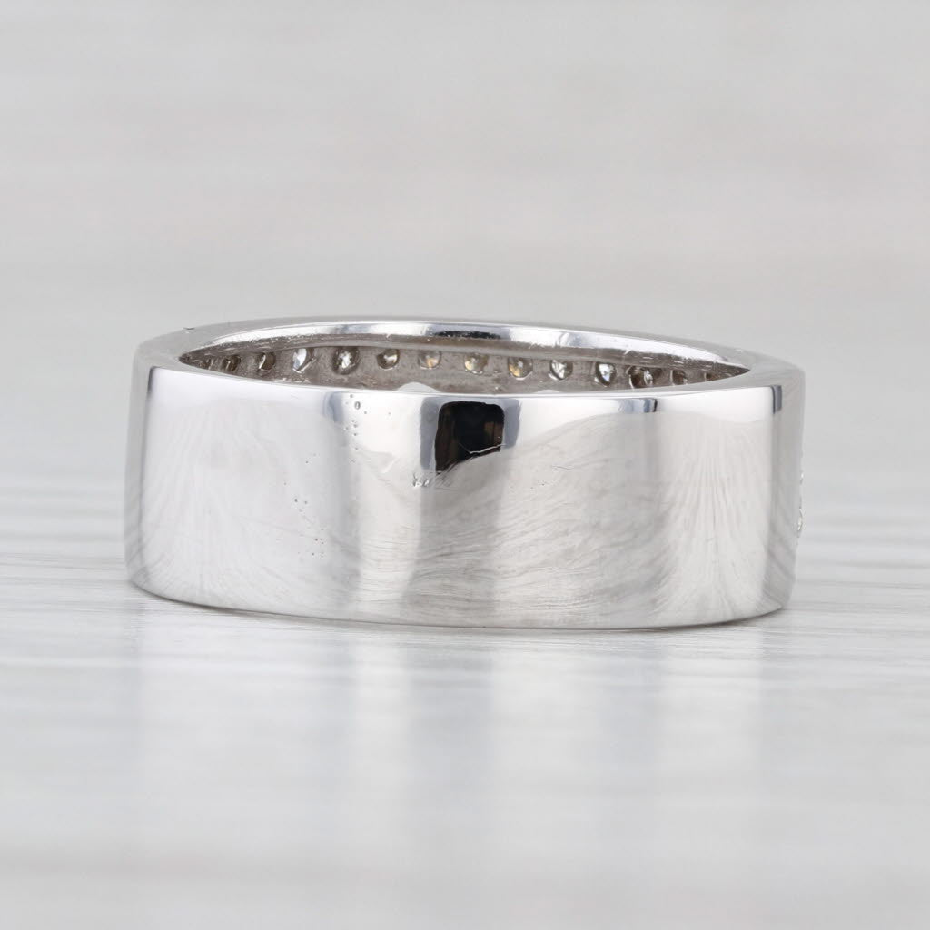 0.70ctw Diamond Heart Pattern Ring 14k White Gold Size 8.25 Anniversary Band