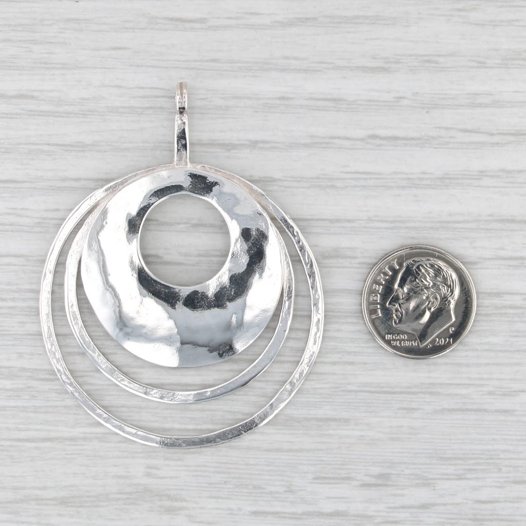 Silpada Perspectiva Hammered Sterling Silver 3-Circles Pendant Statement Retired