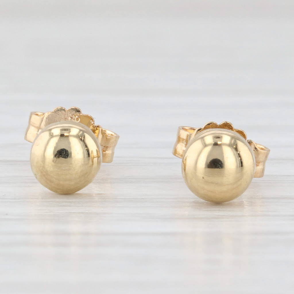 Light Gray Small Round Gold Stud Earrings 18k Yellow Gold