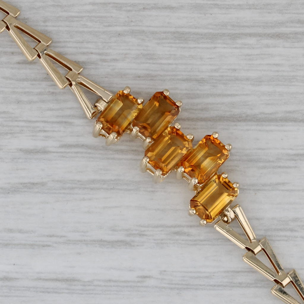 Gray Vintage 3ctw Citrine V Chain Bracelet 14k Yellow Gold 6.75"